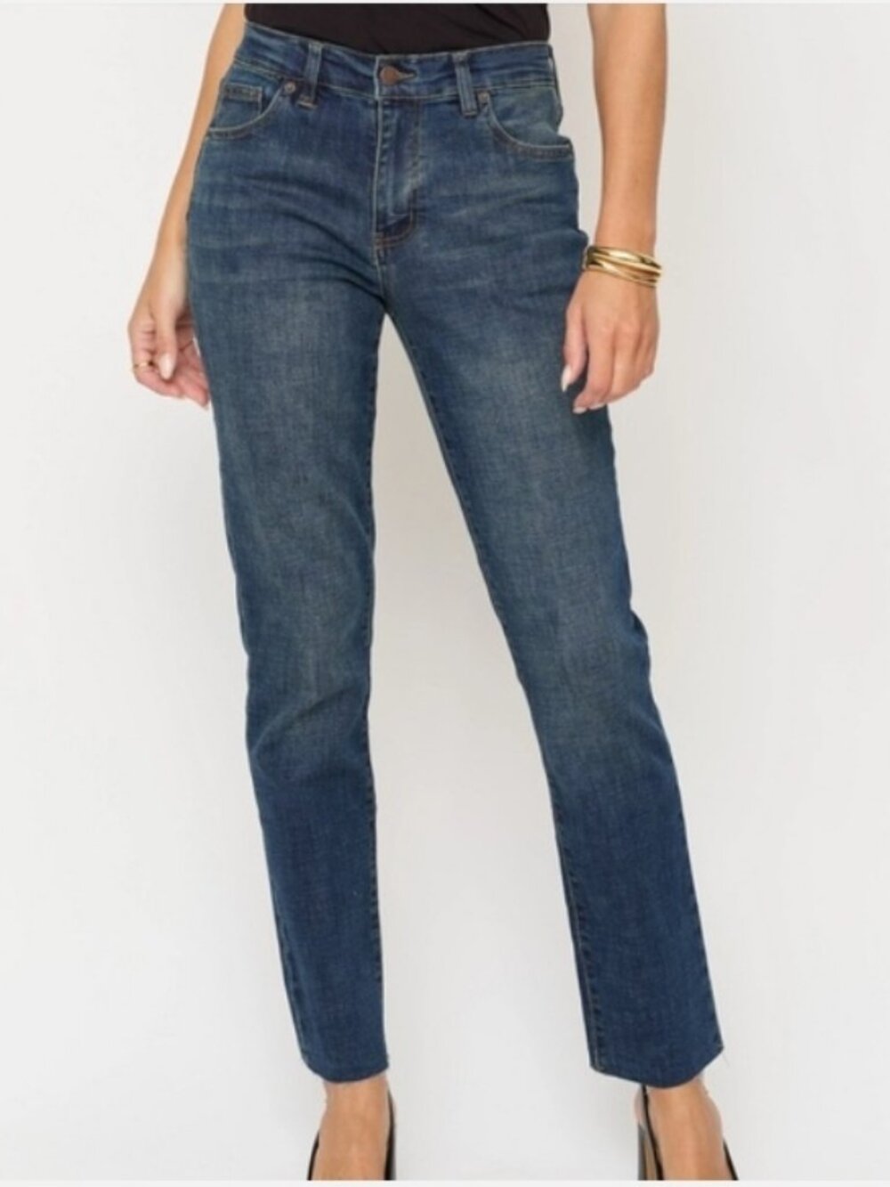 Oliver Logan Crosby High Rise Raw Hem Straight Leg Jeans Size 32